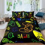 Feelyou Gamer Bedding Set Twin Size for Kids Boys Bedroom Gaming Bed Duvet Cover Set, Video Game Gamepad Comforter Cover Set Gamer Console Decor 2 Pieces 1 Duvet Cover with 1 Pillowcase No Comforter