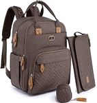 Dikaslon Diaper Bag Backpack with Portable Changing Pad, Pacifier Case and Stroller Straps, Large Unisex Baby Bags for Boys Girls, Multipurpose Travel Back Pack Moms Dads, Brown