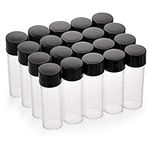 ESHATO 100 Pieces Glass Sample Vial, Liquid Sampling Small Glass Bottle with Black Plastic Screw Caps,Leakproof,Light Weight and Corrosion Resistance(4ML,Clear)