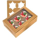 Jucoan 50 Pack Kraft Cupcake Box with Insert and Window Hold 6 Standard Cupcake, Food Grade Cupcake Carrier Container, Brown Bakery Box for Pastry, Cookies, Small Cake, Desserts Treat.