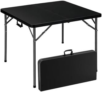 Vampire Killer 34" Square Folding Table, Portable Folding Card Table with Collapsible Legs & Carrying Handle, Plastic Tables for Camping,Picnic, Office, Party,Black