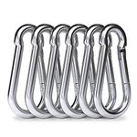 SIGNATRON Stainless Steel Spring Snap Hook Carabiner/Hook Swing Connector/Heavy Duty Multipurpose (Silver) - Pack of 6