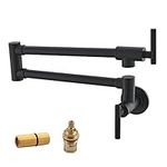 Havin Brass Pot Filler,Wall Mount Commercial Pot Filler Faucet,Brass Copper Material Kitchen Folding Faucet, in Wall Kitchen Faucet,Coffee Machine Faucet(Style A, Matte Black)