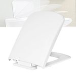 MLD European Toilet Commode Seat Cover Slow Close | Rectangular Shaped Noise Proof For White Commode seat cover toilet seat Hydraulic Soft Closing HSQT4060 (Color-White,Plastic)