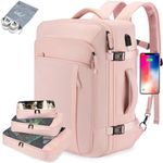 Lumesner Carry on Backpack, Extra Large 40L Flight Approved Travel Backpack for Men & Women, Pink (Backpack With 3 Packing Cubes), X-Large, Lumesner Travel Business School Laptop Backpack