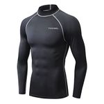 Tesuwel UV Swim Shirts for Men Sun Protection Mens Rash Guard Long Sleeve Surf Shirts Quick Dry Compression Mens Sun Shirt High Wickig Water Shirt for Swimming Fishing Diving,226 Black-grey XL