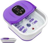 CuPiLo Foot Spa Bath Massager with Heat, Collapsible Foot Massager Spa Soaking Tub with Bubbles, Red Light, Pumice Stone, Shiatsu Massage Rollers, Pedicure Foot Spa for Relaxation, Gifts(Purple)
