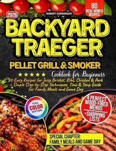 Backyard Traeger Pellet Grill & Smoker Cookbook for Beginners: 80 Easy Recipes for Juicy Brisket, Ribs, Chicken & Pork + Simple Step-by-Step Techniques, Time & Temp Guide for Family Meals and Game Day