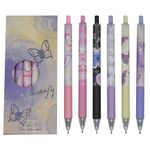 Maydahui 12PCS Butterfly Gel Pen Retractable Printing Pens Novelty Pen ST Nib Black Ink for Girls Women School Party Office