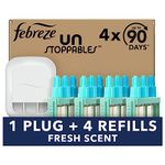 Febreze Unstoppables 3Volution Air Freshener Plug-In Diffuser Mega Starter Kit, Odour Eliminator, Fresh, 80 ml (20 ml x 4)