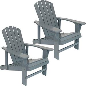 Sunnydaze Natural Fir Wood Adirondack Chair with Adjustable Backrest - 250-Pound Weight Capacity - Gray - Set of 2