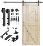 SMARTSTANDARD 36in x 84in Sliding Barn Door with 6.6ft Barn Door Hardware Kit Included, Unfinished Solid Spruce Wood Door, Assembly Required, DIY, Stainable, Natural