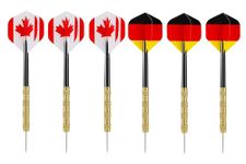 SLYK Professional Steel Tip Darts Set, Bullseye Pro Dart Series Gold Coated Barrel, Sharp Pointed Tip Darts for Dartboard Game (Pack of 6 - German/Canada)