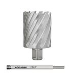 Accusize Industrial Tools 2-1/4 inch x 2 inch Cutting Depth H.S.S. Annular Cutter with 1 Pc Pilot Pin, 2081-2041Pin