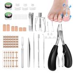 Ingrown Toenail Removal Tool Kit: 113pcs Ingrown Toe Nails Clipper for Thick Curved Nail Remover Set Straightener Corrector Patch and Strips