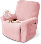 KEKUOU Recliner Chair Covers Lazy Boy Recliner Covers Stretch Couch Cover Slipcovers 1 Piece Furniture Protector with Elastic Bottom for Dog,Kids.(Recliner, Dusty Pink)