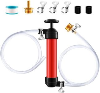 RV Antifreeze Siphon Hand Pump Kit, Liquid Transfer Pump with Two 1 Metre Clear PVC Hoses for Petrol, Oil and Fluids, Fuel Siphon Pumps with 2 Clamps, Camper, Boat Winterization Accessories