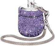 EveryBling Keychain Pill Holder Bling Small Pill Box for Purse Portable Pill Case Organizer Cute Key Chain Pill Container Bottle for Capsule Vitamin Supplement(Purple)