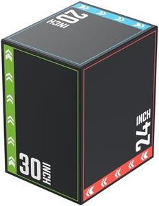 HANDBODE 3-in-1 Plyo Box – Plyometric Jump Box with Durable High-Density Foam Core and Non-Slip Surface for Box Jumps, Squats, and Home Gym Workouts, 30”x24”x20”, Colorful Stripes