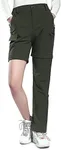 Hiauspor Hiking Pants Women Convertible Lightweight Zip Off Pants Quick Dry Outdoor Stretch Pants UPF 50+ Trousers (Army Green, Medium)