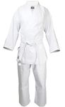 Fuji Lightweight Karate Gi - 8oz Cotton Polyester Uniform w/Free White Belt (White, 00)