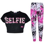 A2Z 4 Kids Girls Love Print Top Short Sleeve T-Shirt & Splash Print Fashion Leggings Set Age 5-13 Years