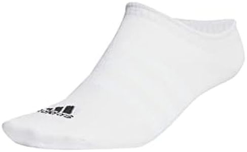 adidas Unisex Thin and Light 3 Pairs No Show Socks, White/Black, L
