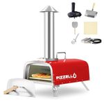 PIZZELLO 12" Outdoor Pizza Oven Propane and Wood Fired Pizza Maker Multi-Fuel Pizza Ovens with Gas Burner, Wood Tray, Stone, Pizza Peel, Cover, Forte Gas (Red)