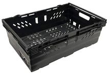 35 Litre BLACK Heavy Duty Stack Nest Bale Arm Plastic Supermarket Storage Box Swing Bar Container Crate! (1)