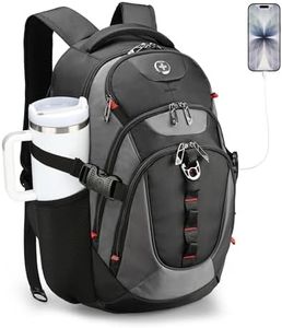 Swissdigital Design Business Laptop Backpack with Smart USB Charging Port, Travel Backpack Fits 15.6 inches Laptops, Water Repellent College Backpack for Men Women, Black/Grey | SD803