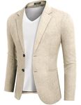 COOFANDY Mens Sports Jacket Two Button Lightweight Blazers Casual Slim Fit Suit Jacket, Light Khaki, M