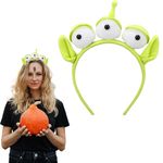 Beviliu Alien Headband, Three eyed Alien Headband Space Eyeball Hairband, Christmas Halloween Alien Party Astronaut Costume Funny Cosplay Head-wear Accessories for Adults(Green, 1 Pack)