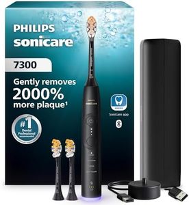 Philips Sonicare 7300 Series Electric Toothbrush - Next-Generation Sonicare Technology, Pressure Sensor, 12 Brushing Settings, SmarTimer, BrushPacer, 21-day Runtime, Travel Case, Black, HX7421/07