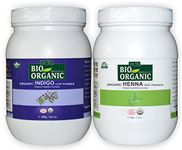 INDUS VALLEY 100% Organic Indigo Leaf Powder Jar with Henna Leaf Powder Jar - (400g+500g=900g)