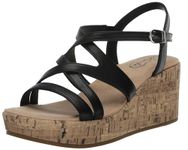 LifeStride Women's Bailey Strappy Platform Wedge Sandals, Black, 9 Wide