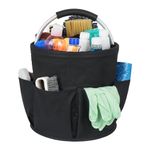 IVODEELA Cleaning Caddy with Handle,Cleaning Caddy Organiser,Multi Pocket Large Cleaning Caddy Bag,Easy To Clean and Carry Cleaning Products Organiser,Cleaning Organiser,Black