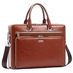 BOSTANTEN Leather Briefcase 15.6" Laptop Bag for Men Business Vintage Slim Messenger Bags Brown