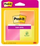 Post-it Super Sticky Notes, Assorted Colours, 4 Pads, 47.6 mm x 47.6 mm, 45 Sheets per Pad, Green, Orange, Pink, Yellow - Extra Sticky Notes for Walls, Monitors and Fridge