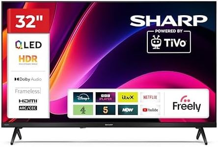 Sharp 32-inch HD QLED Powered by TiVo Smart TV TiVo+ Free Channels Dolby Digital HDR10 HDMI with ARC DVB-T/T2/C/S/S2 Tuner 32HE3345K Freely Included (HE Series)