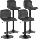 CuisinSmart Adjustable Swivel Bar Stools Set of 4, Modern Upholstered Bar Chairs with Footrest, Backrest, Counter Height Barstools, for Kitchen Island, Bar, Black