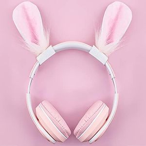 RUKUHOT Cute Bunny Ears Headphone Attachment,Adjustable Straps Fit Logitech G PRO HypreX Cloud/Cloud Flight Headphones,Cosplay Funny Rabbit Ears Universal for Gaming Headset,(Headphones not Included)