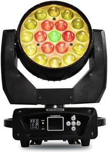 SHEHDS Moving Head Light LED 19x15W RGBW 4in1 Beam/Wash/Zoom Effect Stage Lights Professional DMX Control Sound Activated DJ Lights for Chrismas Disco and Nightclub - 1 Pack