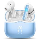 Wireless Earbuds, Bluetooth 5.3 Headphones in Ear with HiFi Stereo Deep Bass, 4 ENC Noise Cancelling Mic Wireless Earphones 40H Playtime, Bluetooth Earbuds Dual LED Display, IP7 Waterproof, Lake Blue