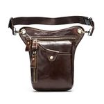 Genuine Leather Drop Leg Bag Small Waist Pack Motocycle Hiking Cross Over Bag Multi-Function Fanny Packs-Durable Cowhide