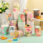 Patelai 150 Pcs Floral Coffee Paper Cups Disposable Tea Cups Bulk Vintage Floral Teacups 6 Floral Design Tea Party Paper Cups for Summer Birthday Bridal Wedding Baby Shower(Floral, 9 oz)