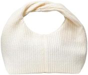 Verdusa Women's Ruched Hobo Mini Handbag Clutch Purse Dumpling Pouch Bag Knitted Beige One-Size