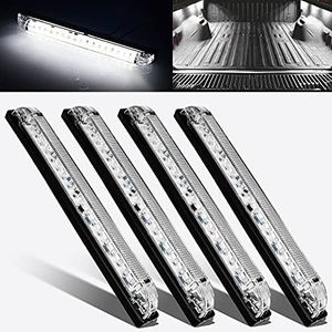 nifeida 8" Clear Lens 18LED Waterproof Utility Strip Light Bar Surface Mount for 12V Marine Boat RV Interior Light Slim Line Pickup Truck Under Hood Lights Side Marker Lamp [Pack of 4]