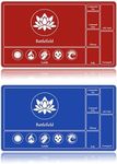 EDGFRTOIO Card Playmat Stitched with Magic Zones, Game Mats Tabletop 24x14 inch for MTG/TCG Card Battles Commander Deck Gaming Desk Mat Duel Mat Card Gameplay Mats for Beginner (Red, Blue, 2 Pack)