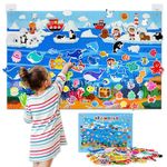 Taika 70 Pcs Ocean Creatures Felt Story Board Set, 43x28 inch Flannel Board, Fuzzy Felt Board, Preschool Storytelling, Classroom Educational Learning Play Kit, Interactive Teaching Kit for 3 Years+