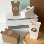 Pinfliers Teddy Bear Theme Paper Popcorn Box, A Set of 10 Pieces, Brown and Cream